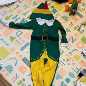Hanna Andersson Green and Yellow Kids Pajamas with hat